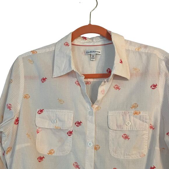 Croft & Barrow Lobster Shirt Cotton Button Down Size M Nautical Beachy Coastal - Picture 2 of 9